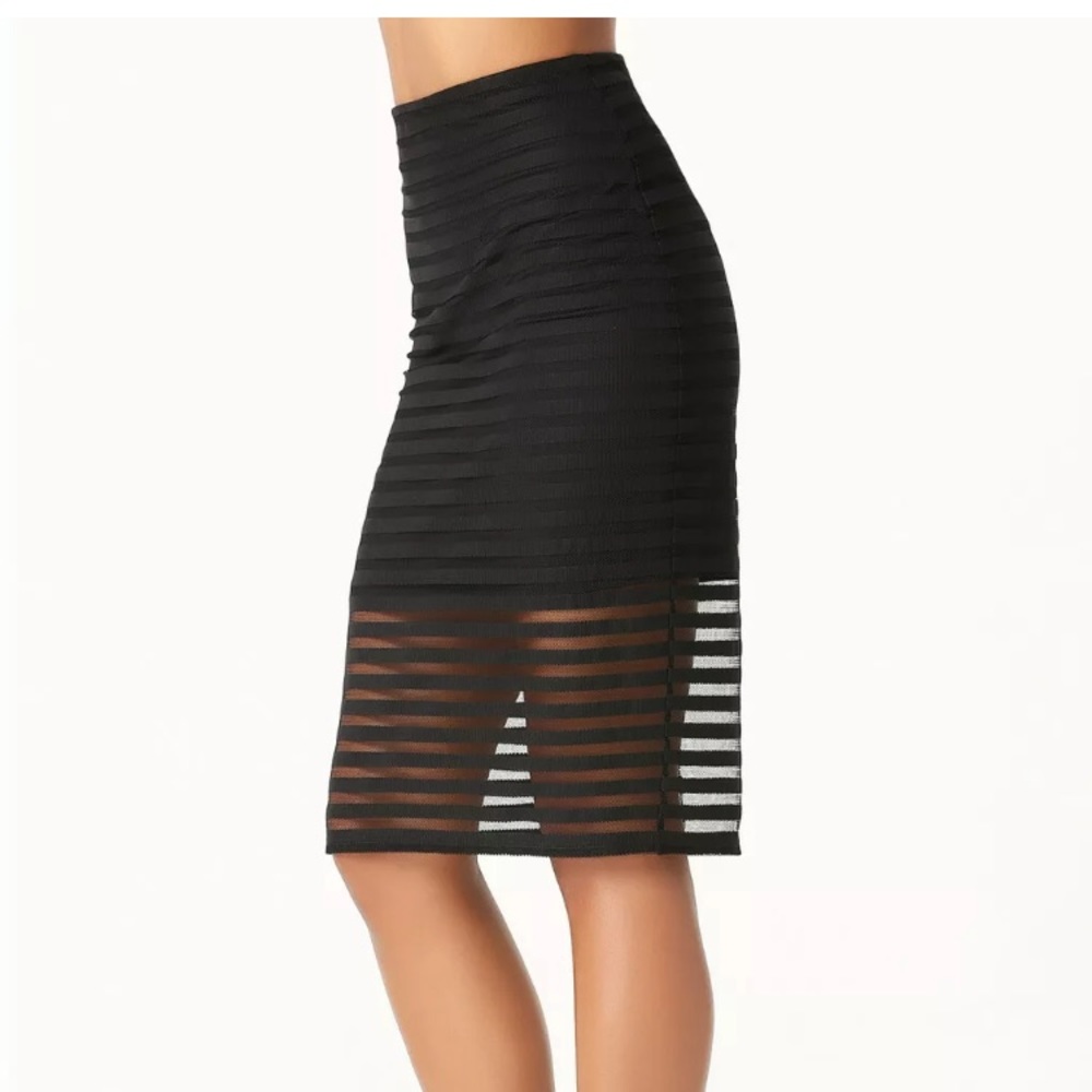NWT Bebe brand shadow striped mesh midi